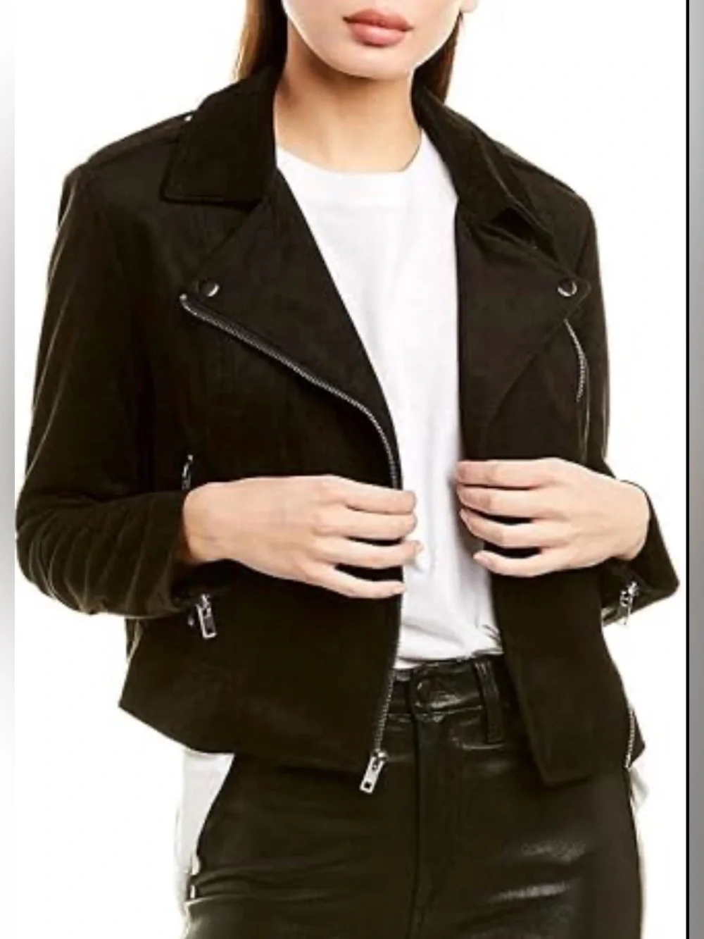 BB Dakota Not Your Baby Faux Suede Moto Jacket - Black - S